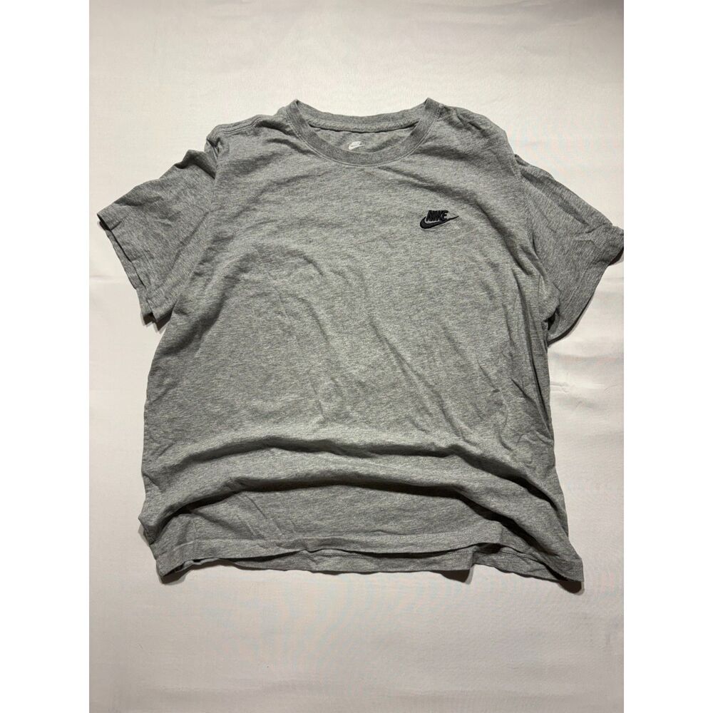 Nike Gray Embroidered Swoosh Crew Neck T-Shirt